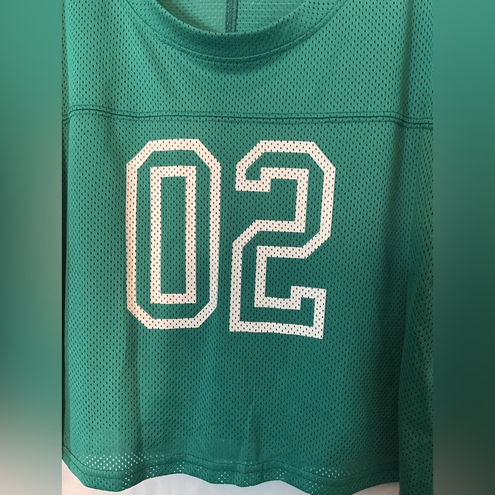 No Boundaries Green Mesh Football Crop Jersey with White 02 - Picture 2 of 6